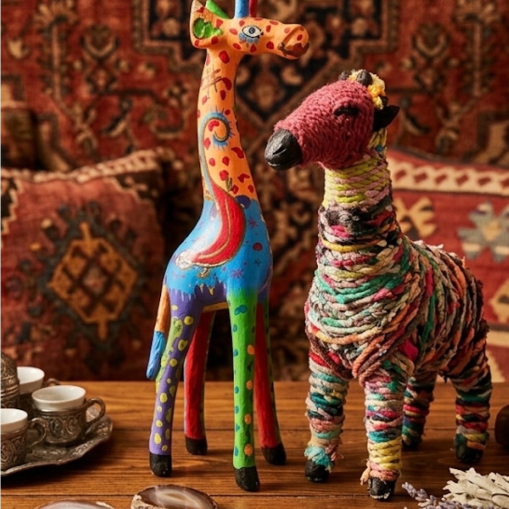 BOHEMIAN VINTAGE GIRAFFES, good shape considering age and travel.